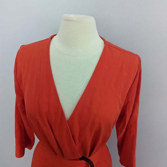 Women's Soft Surroundings Orange Petite Medium Wrap Dress Cinch Fall Bohemian - Picture 9 of 10